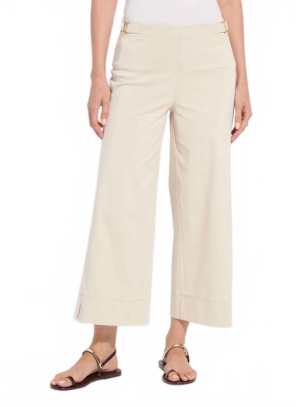 NEW LYSSE nylah detail wide leg crop pant in crisp chino